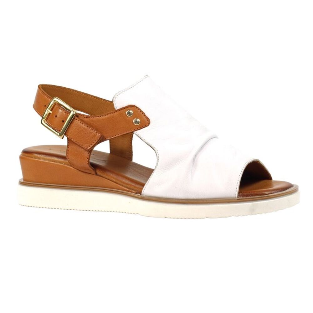 Lunar Womens/Ladies Steffi Leather Wedge Sandals / White